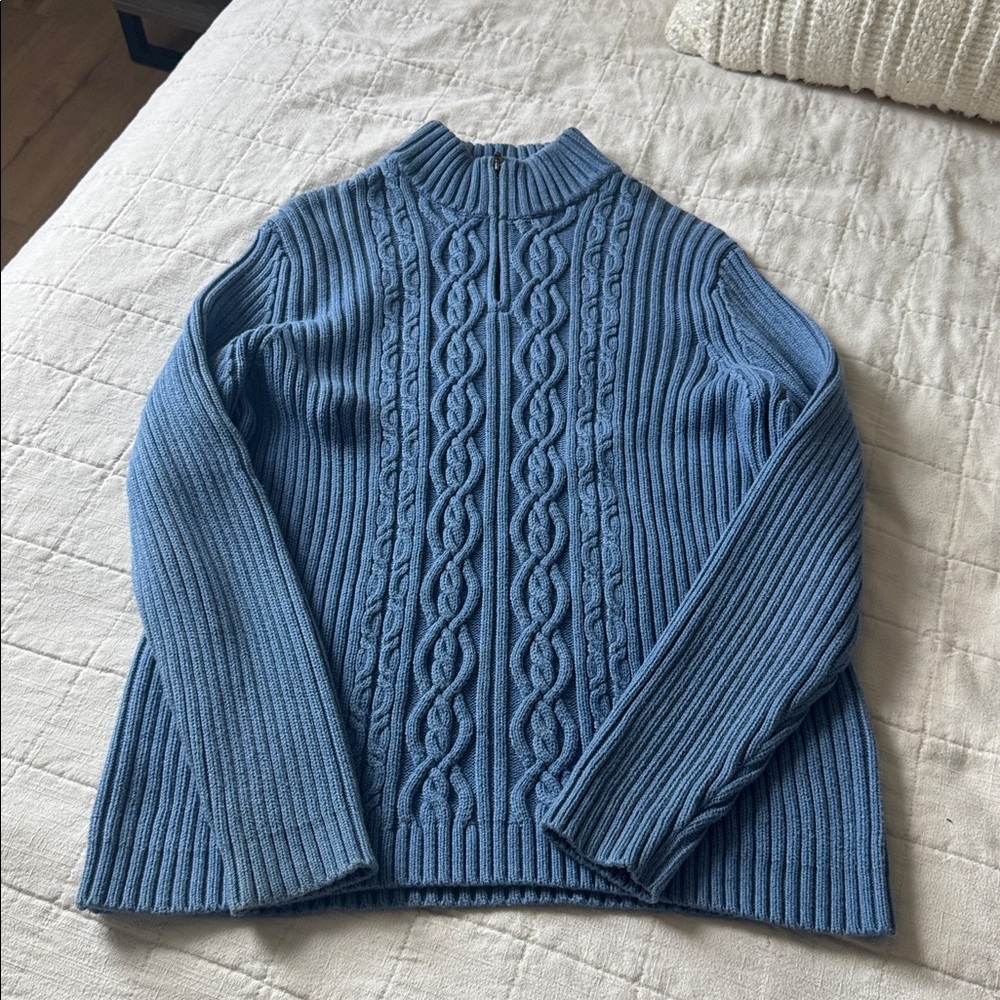 Blue Cable Knit Sweater